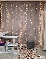 Світлодіодна гірлянда штора (LED), від 220 V, Жовта/ Гірлянда на вікно