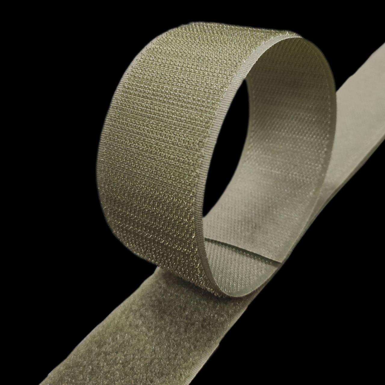 Липучка контактна  40 мм колір світлий хакі (514) стрічка-гачки та стрічка-петлі комплект із відповідною частиною loop/hook, фото 1