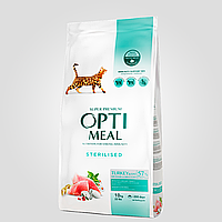 Сухий корм для стерилізованих кішок та кастрованих котів Optimeal зі смаком індички та вівса, 10 кг