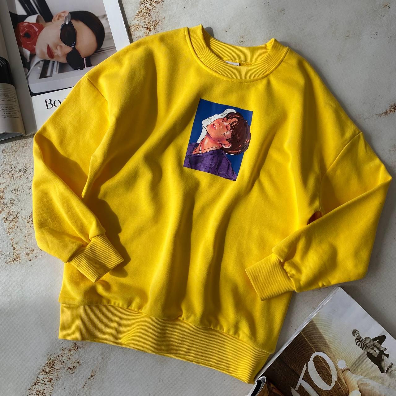 Дитяча кофта k-pop з хлопчиком Жовта R-5613 Жёлтый, Унисекс, Весна Лето, 13 , 10 лет, 26, фото 1