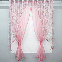 Комплект (270х170см.) кухонные шторки с подвязками. Цвет розовый. Код 065к 50-873