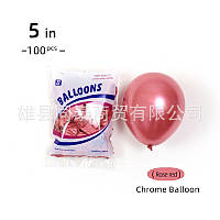 Бордо 5" хром 100 шт латексні повітряні кульки