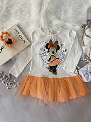 Сукня для дівчинки з Міккі з фатином та гумка для волосся Помаранчеве 7584, Для дівчаток, Весна Осінь, 104