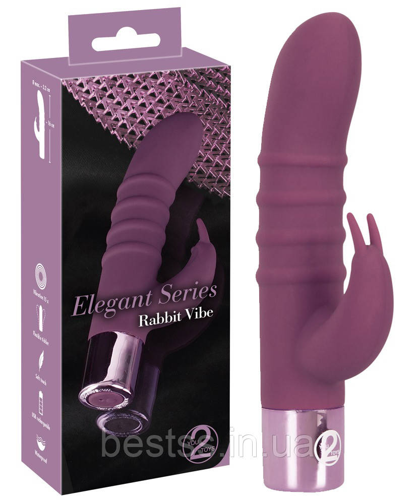 Вібромасажер із кліторальним стимулятором Elegant Series Rabbit Vibe
