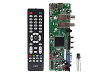 Плата контроллера монитора DVB-S2 DVB-T2 2 USB-порта LVDS универсальный cкалер c пультом и IR Черный