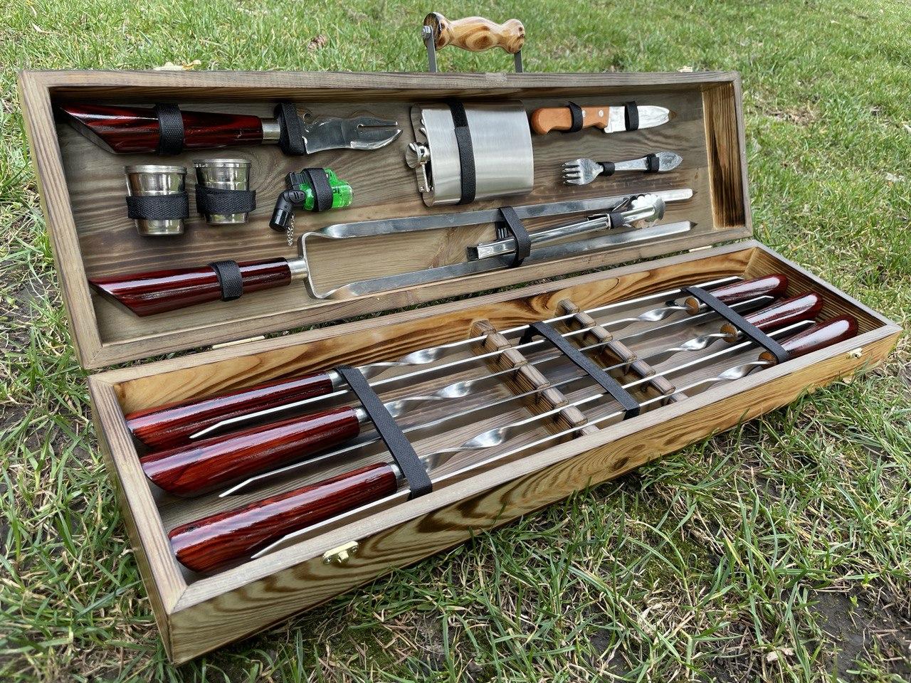 Набір шампурів у кейсі Shampur Box №3. Шашличний набір. Подарунок хлопцю