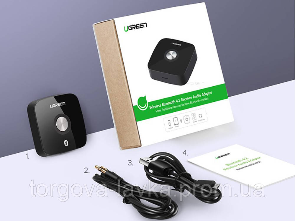 Аудио ресивер приемник звука Ugreen Bluetooth 5.0 3.5 мм Черный - фото 2 - id-p1804692158