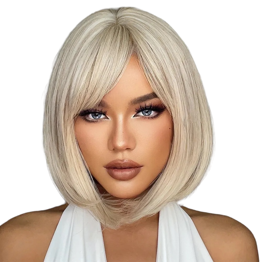 Перука пепельний Blond каре, натуральне синтетичне волосся