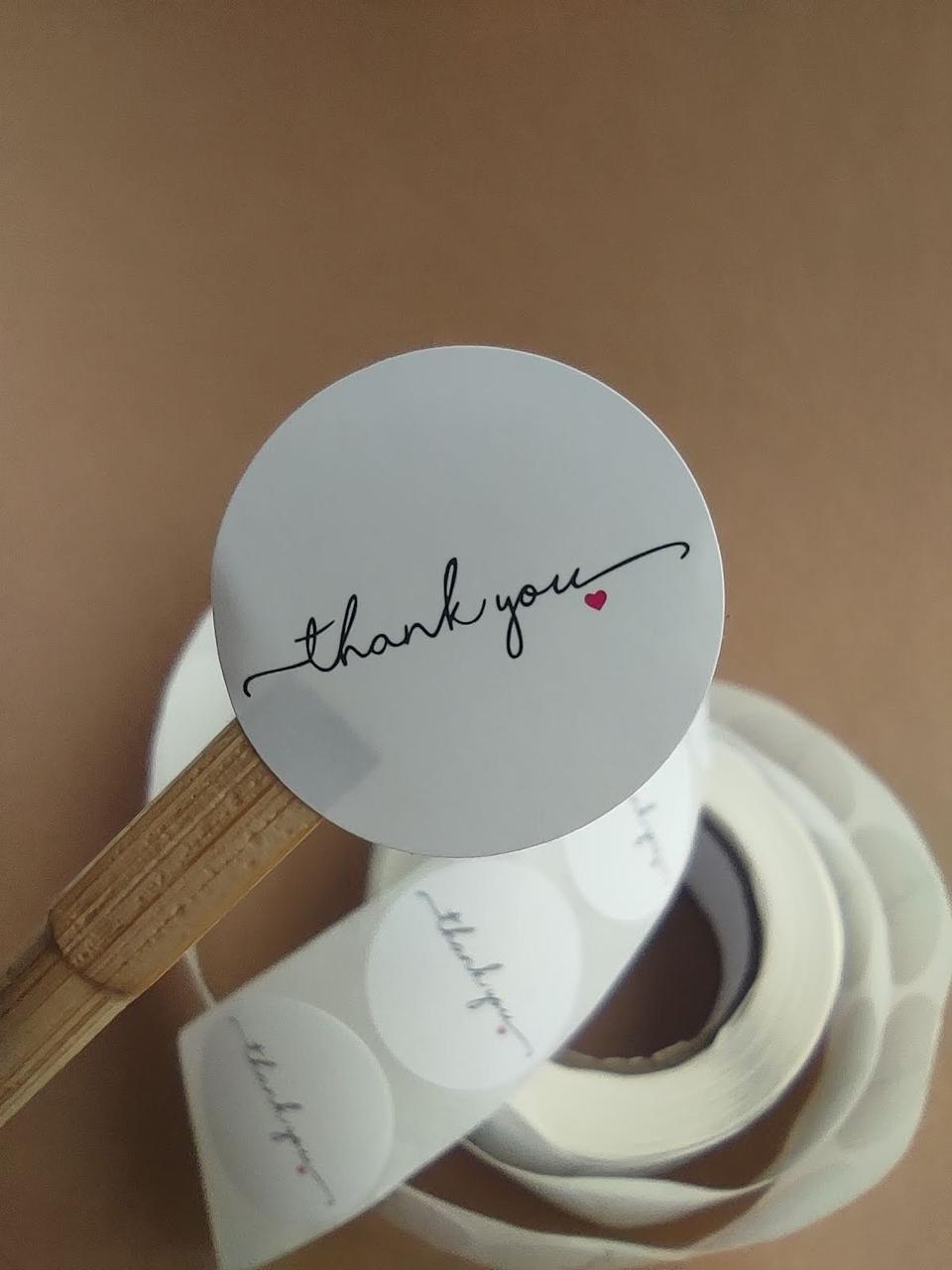 Наклейки Thank you для подарков, хенд-мейд біла (0030), фото 1