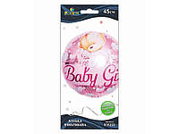 Шарик воздушный (надувной) фольгированный Baby Girl мишки розовая 45см 835222 ТМ PELICAN