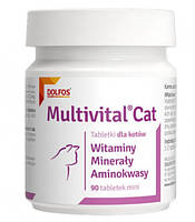 Мультивитал Кэт  Multivital Cat Dolfos витаминно-минеральная добавка с аминокислотами для кошек, 90 таблеток