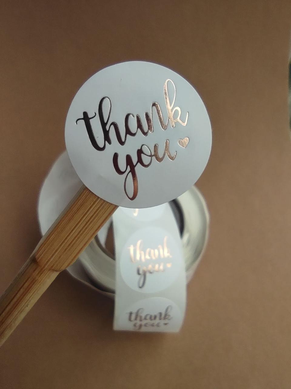 Наклейки Thank you для подарков, хенд-мейд біла (0031), фото 1