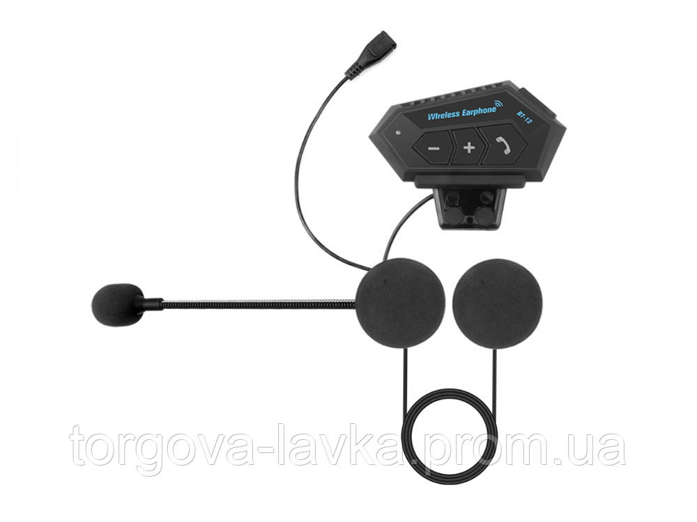 Гарнитура BT-12 Bluetooth для мотоциклетного шлема с микрофоном Черный - фото 5 - id-p1804692768