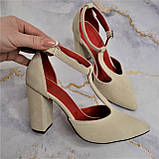 Замшеві відкриті туфлі на високих підборах, фото 2