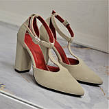 Замшеві відкриті туфлі на високих підборах, фото 4