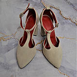 Замшеві відкриті туфлі на високих підборах, фото 3