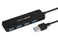 USB хаб ACASIS на 4 порта USB 3.0 с кабелем 120 см Черный