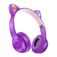 Наушники Bluetooth с ушками и подсветкой Cat Miu Star P47 (ЧЕРНЫЕ, ФИОЛЕТОВЫЕ, СИНИЕ)