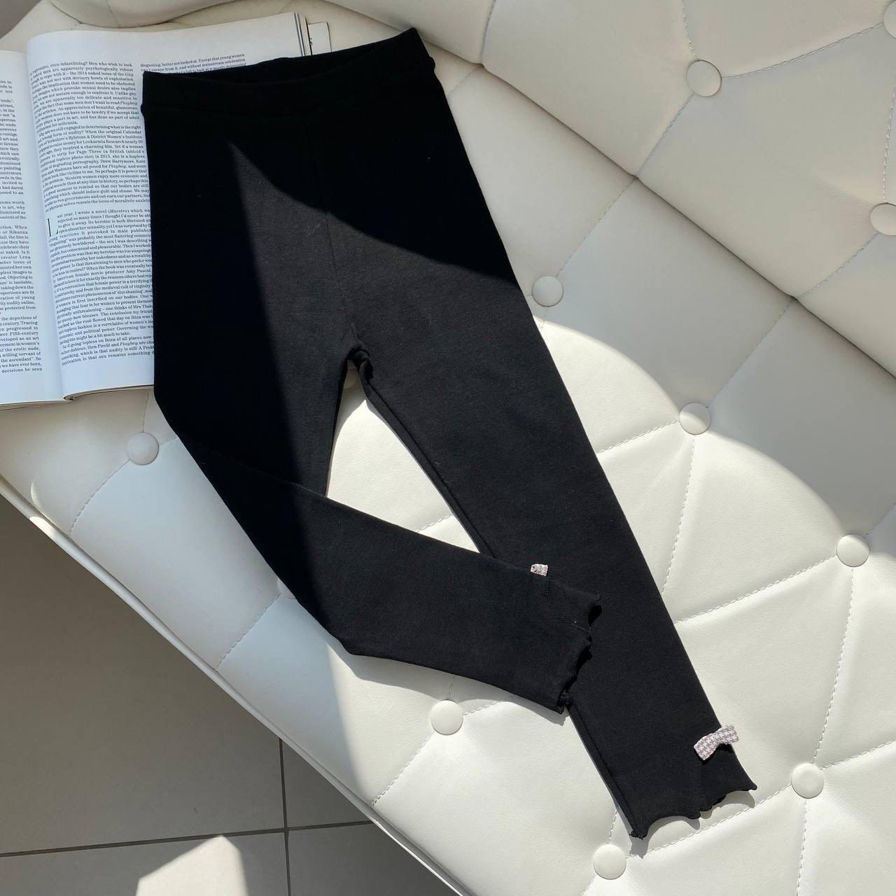 Шкільні штани лосини "Бант" Чорні 1612 83, Bumibaby, Черный, Для девочек, Весна Осень, 120 , 6 лет, фото 1