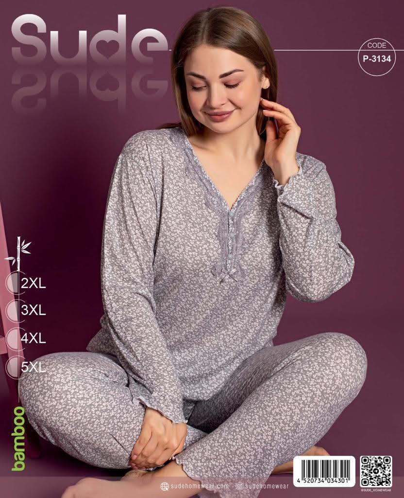 Жіноча піжама «Sude Bambook» великого розміру (з 2XL по 5XL)