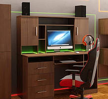 Комп'ютерний стіл із надбудовою IdealMebel Менеджер, письмовий стіл із полицями, стіл-стелаж