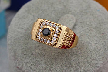 Печатка Xuping Jewelry квадратна з боків сходи до чорного фианиту в середині 19 р золотиста