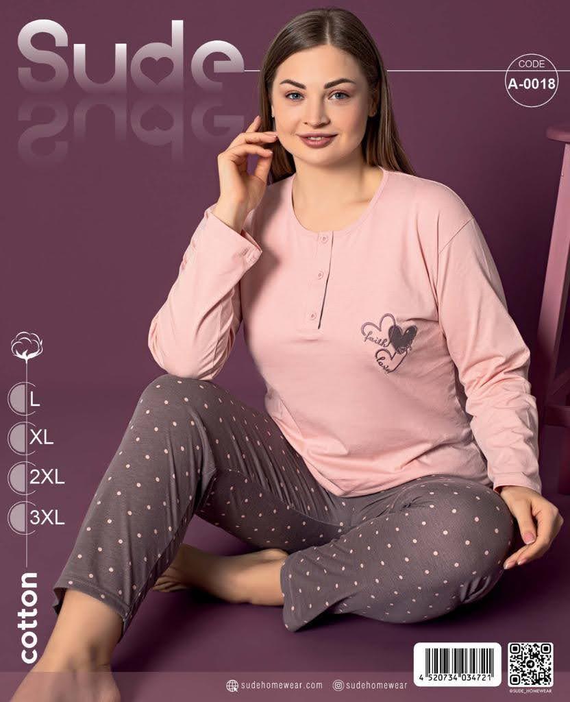 Піжама жіноча «Sude Cotton» з якісної натуральної тканини (з L по 2XL)