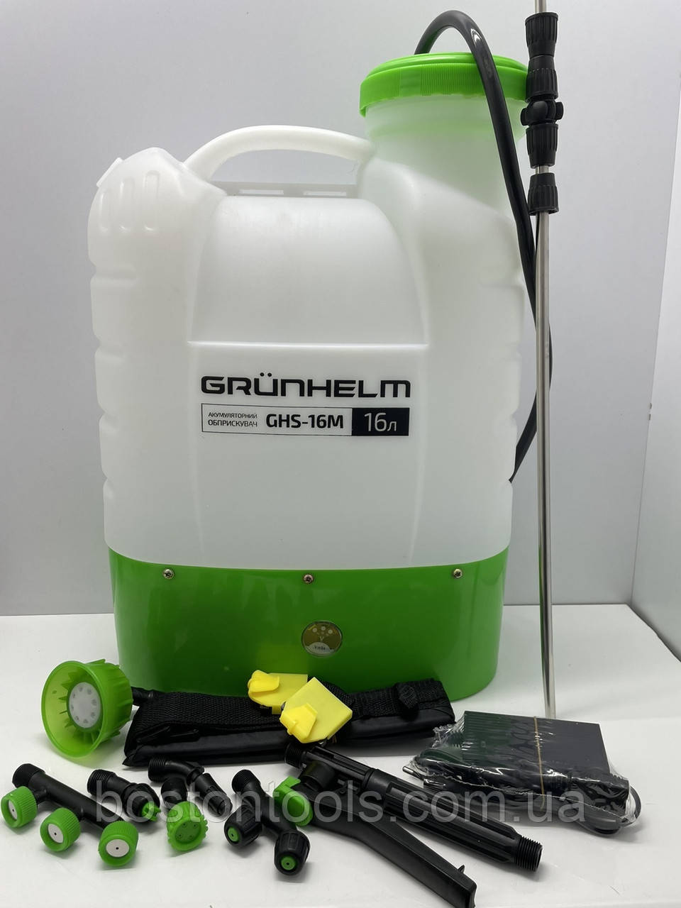 Обприскувач акумуляторний Grunhelm GHS-16M 16 л для дерев, городу, саду та виноградник