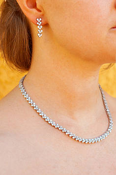Комплект Кольє і сережки Xuping Jewelry Моніка сріблястий