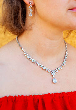 Комплект Кольє і сережки Xuping Jewelry Белла сріблястий