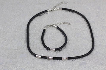 Набір каучук Xuping Jewelry 42 см 4 мм з браслетом з срібними шармами