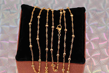 Ланцюг Xuping Jewelry синінгпур із кульками 60 см 1,5 мм золотистий