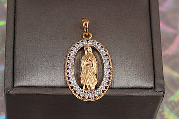 Ладанка Xuping Jewelry овал із каменів із родістю діва Марія 3 см золотиста