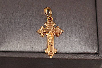 Хрестик Xuping Jewelry краї у формі лілії з розп'яттям 2.4 см золотистий