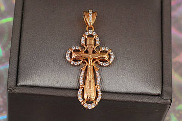 Хрестик Xuping Jewelry ореол із каменів із розп'ємом 3.5 см золотистий