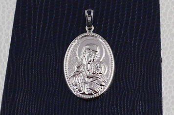 Ладанка Xuping Jewelry овальний тонкий кант Марія з немовлям 3.4 см срібляста