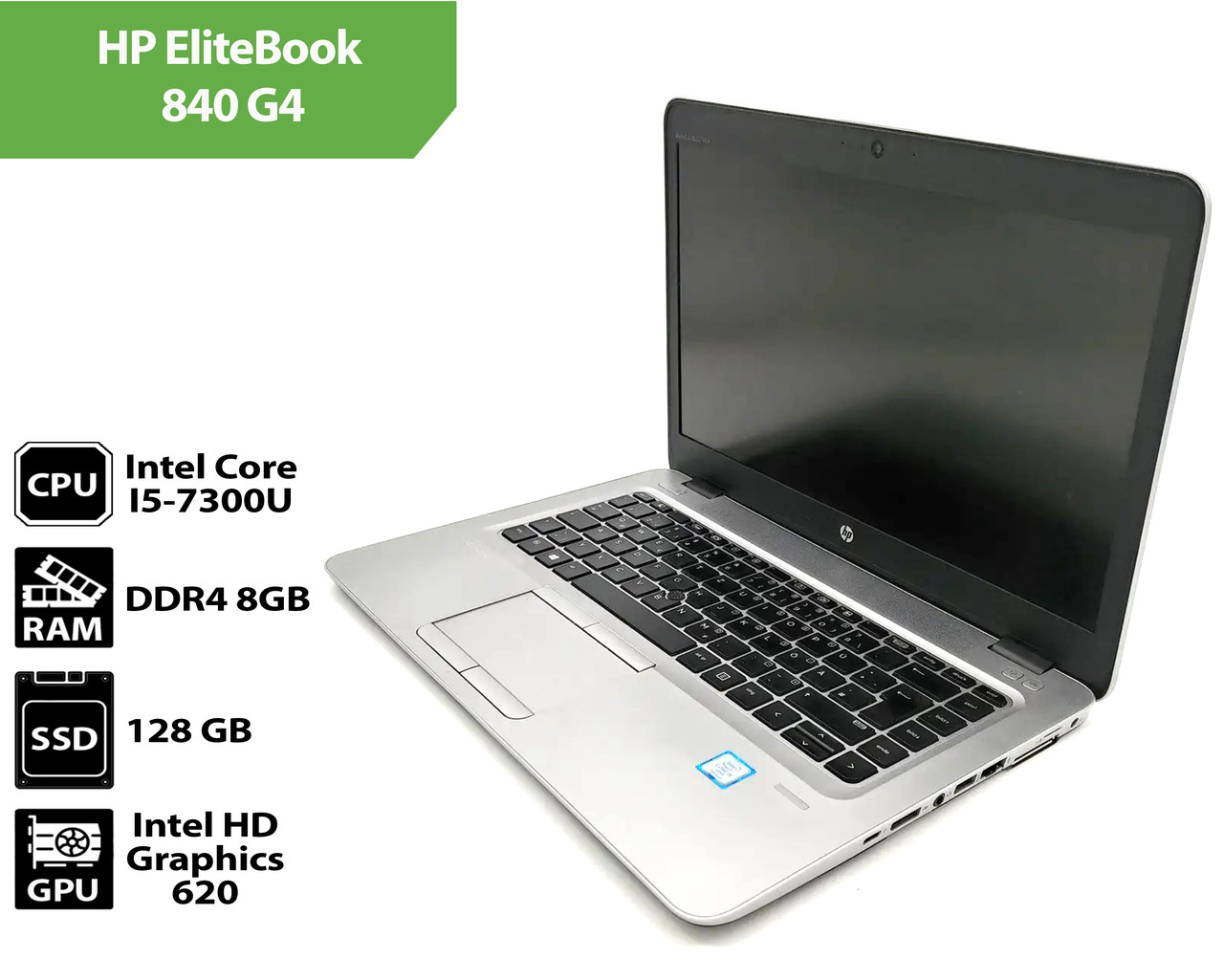 Ноутбук Б/В HP EliteBook  840 G4 (14.0" (1920x1080) / Intel Core I5-7300U / 8Gb / SSD 128Gb)