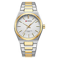 Деловые кварцевые часы Curren 8439 Silver-Gold-White