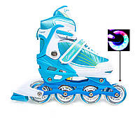 Детские ролики с регулировкой размера Caroman Sport Светящиеся колеса Тиффани