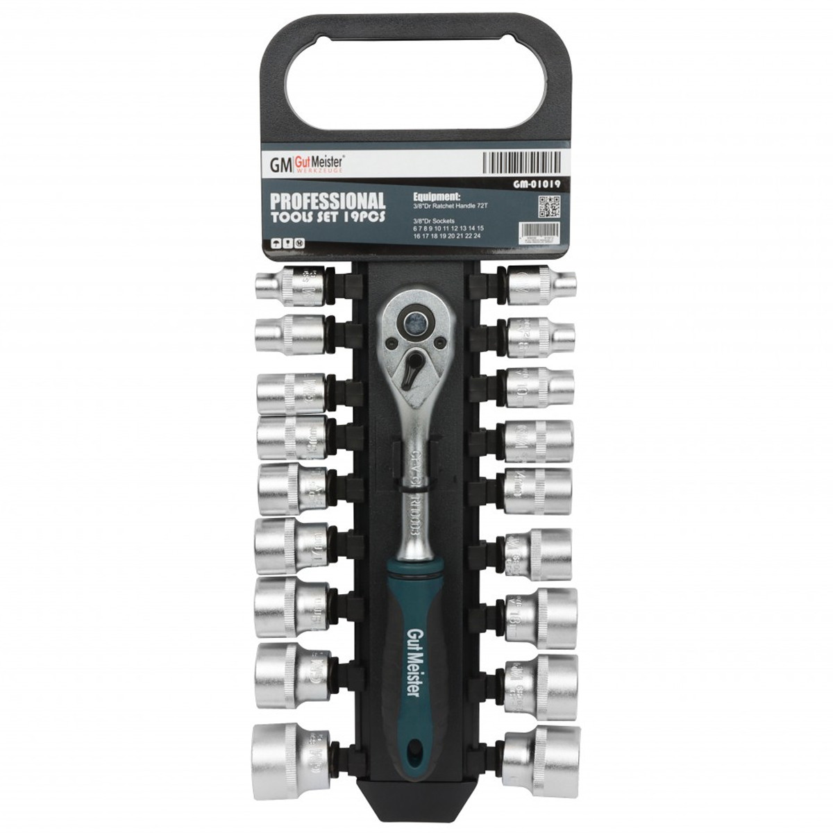 Комплект головок Gut Meister з трищіткою  3/8 19 шт Нова преміум лінійка GM-01019, фото 1