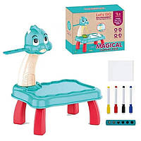 Детский Проектор для рисования T05 , столик, слайды, фломастеры, губка, свет., на батар., в коробке 31*21*8см