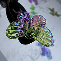 Об'ємний декор (1шт) прикраса для нігтів метелик зелено-рожевий
