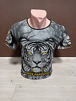 Підліткова сіра футболка "Тигр" для хлопчика Туреччина Paradise на 14-18 років