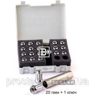 Комплект Гайок колісних 911144 SD Cr M12X1,25 Хром висота 33 мм 12 промінь, закр., спец. (20 шт.+ спец.ключ), фото 1