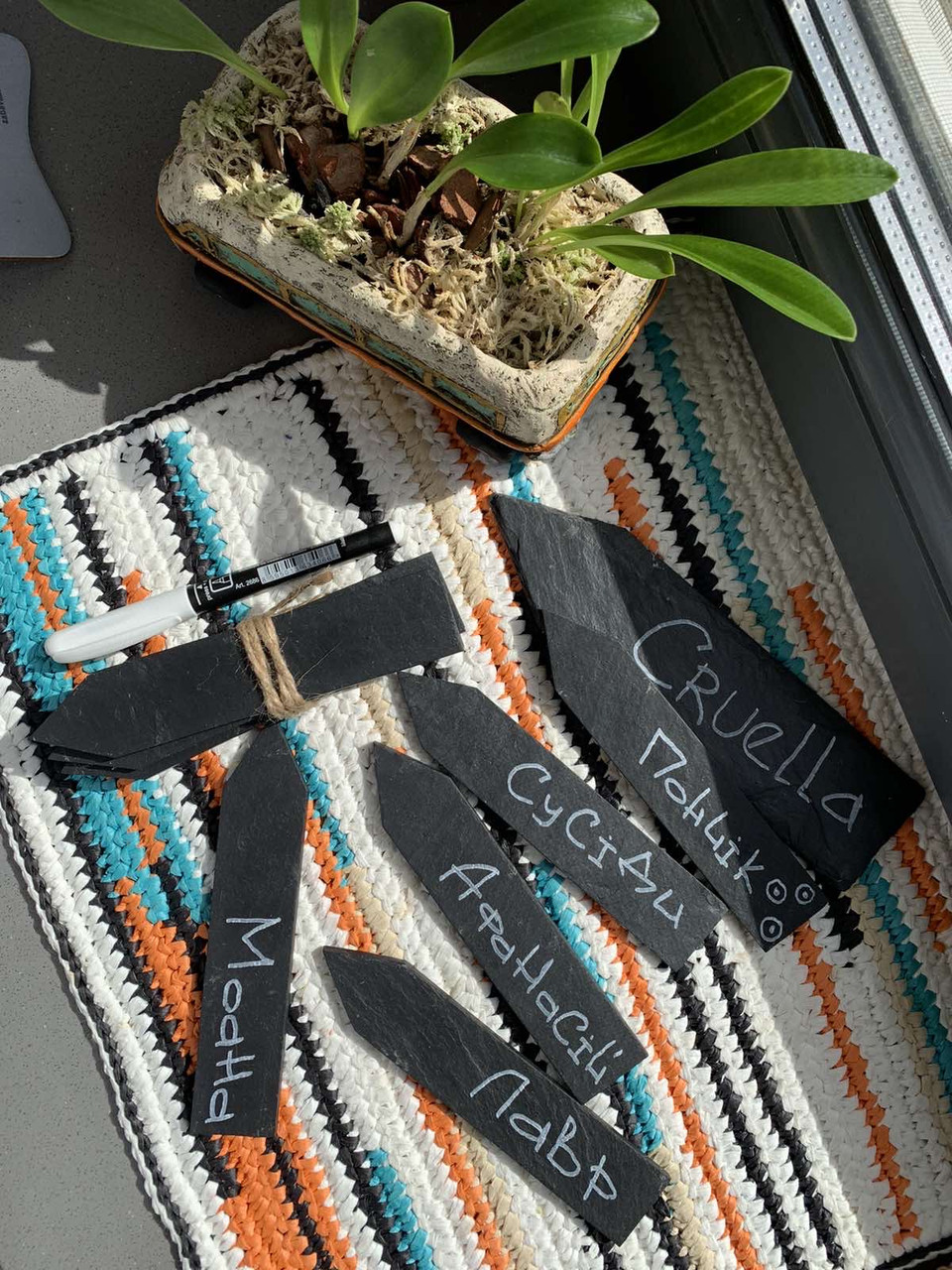 Сланцеві теги таблички набір 6 шт. для рослин 15*3 см, фото 1