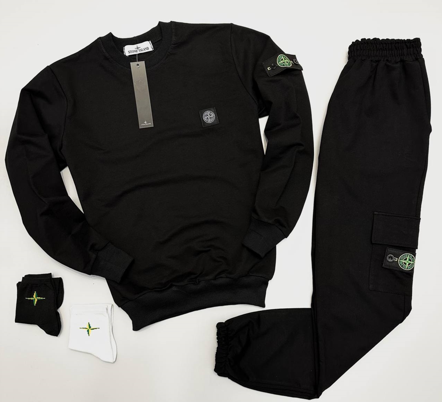 Спортивний костюм Stone Island чорний одяг Стон Айленд світшот кофта светр штани чоловічий жіночий весна осінь