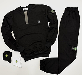 Спортивний костюм Stone Island чорний одяг Стон Айленд світшот кофта светр штани чоловічий жіночий весна осінь