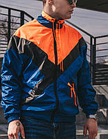 Ветровка мужская весенняя осенняя летняя Tim яркая Куртка легкая весна осень сине-оранжевая Бомбер мужской
