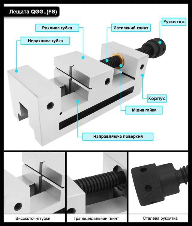 Високоточні верстатні лекальні лещата QGG73 (FS)