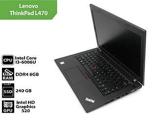 Ноутбук Б/В Lenovo ThinkPad L470 (14.0"(1366x768)/Intel Core I3-6006U/DDR4 8Gb/SSD 240Gb)
